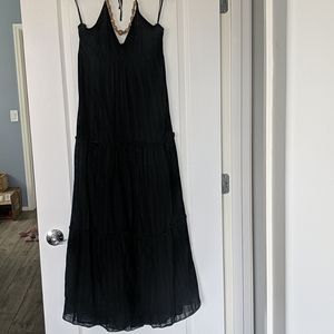 Maxi dress, black, wood necklace detail, medium